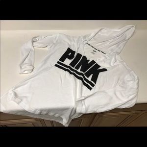 Pink white hoodie sweatshirt